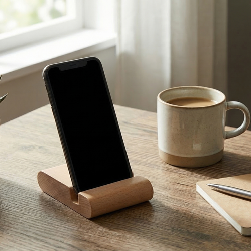 Ahşap Telefon Standı – Masaüstü Telefon Tutucu 85x65mm