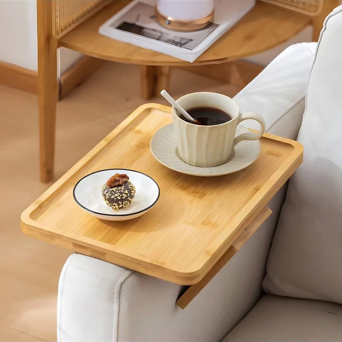 Bambu Koltuk Kolçak Sehpası - Ayarlanabilir Katlanabilir Kolçak Tepsisi-HANEMİZ-5